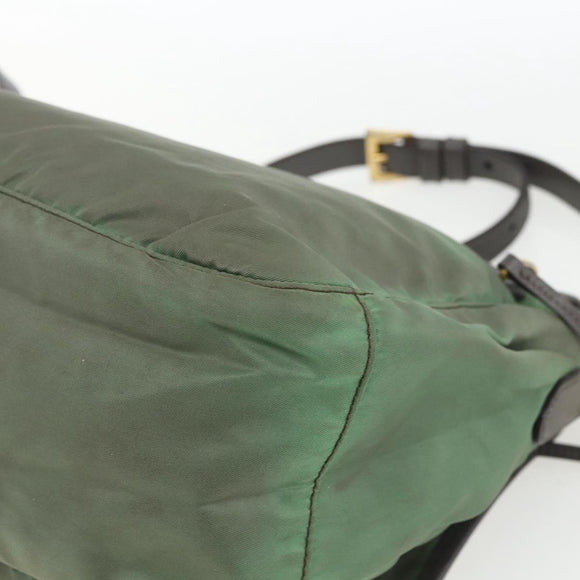 PRADA Shoulder Bag Nylon Green Gold Auth 163834