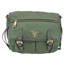 PRADA Shoulder Bag Nylon Green Gold Auth 163834-13