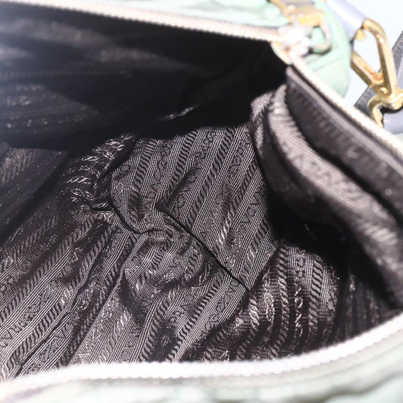 PRADA Shoulder Bag Nylon Green Gold Auth 163834