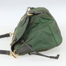 PRADA Shoulder Bag Nylon Green Gold Auth 163834-3