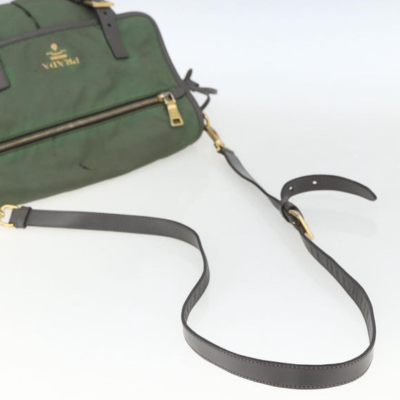 PRADA Shoulder Bag Nylon Green Gold Auth 163834