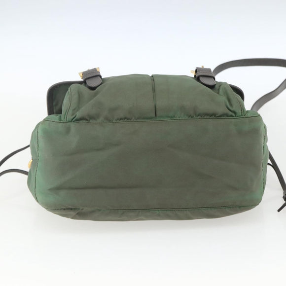 PRADA Shoulder Bag Nylon Green Gold Auth 163834