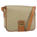 CELINE Macadam Canvas Circle Shoulder Bag Beige Gold Auth 163837-1