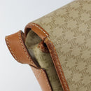 CELINE Macadam Canvas Circle Shoulder Bag Beige Gold Auth 163837-15