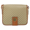 CELINE Macadam Canvas Circle Shoulder Bag Beige Gold Auth 163837-2
