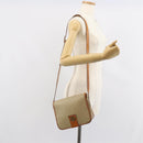 CELINE Macadam Canvas Circle Shoulder Bag Beige Gold Auth 163837-23