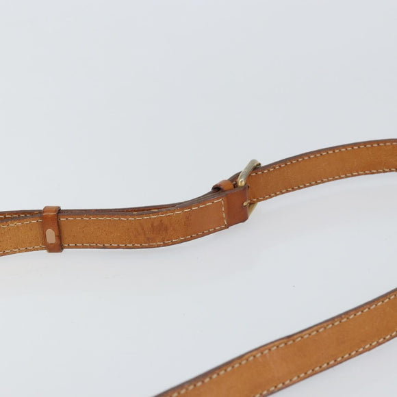 CELINE Macadam Canvas Circle Shoulder Bag Beige Gold Auth 163837