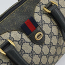 GUCCI GG Supreme Sherry Line Boston Bag PVC Navy Gold 116 02 006 Auth 163838-18