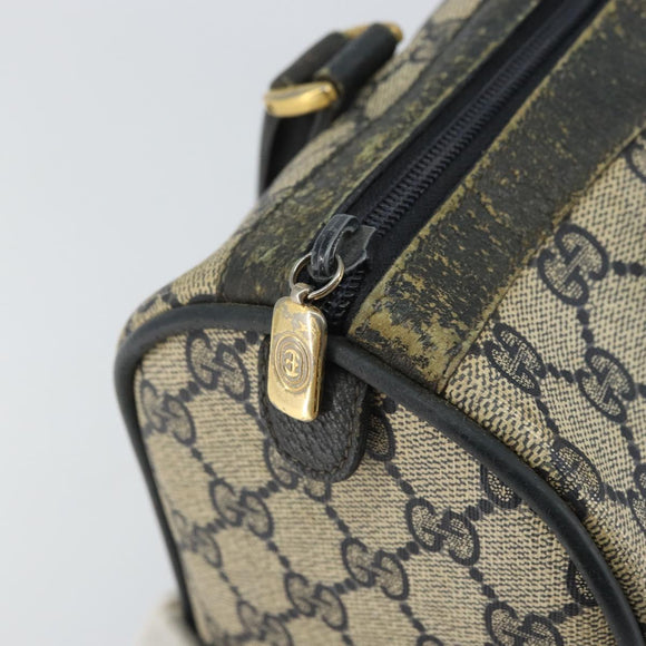GUCCI GG Supreme Sherry Line Boston Bag PVC Navy Gold 116 02 006 Auth 163838