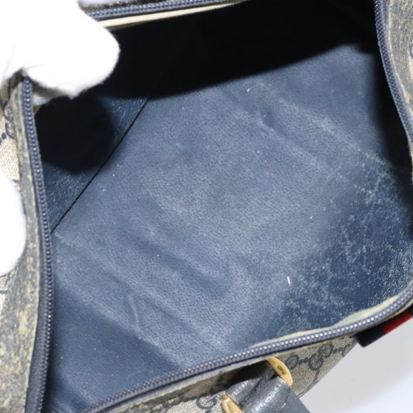 GUCCI GG Supreme Sherry Line Boston Bag PVC Navy Gold 116 02 006 Auth 163838