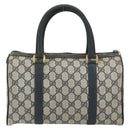 GUCCI GG Supreme Sherry Line Boston Bag PVC Navy Gold 116 02 006 Auth 163838-2