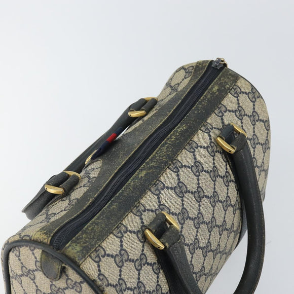 GUCCI GG Supreme Sherry Line Boston Bag PVC Navy Gold 116 02 006 Auth 163838