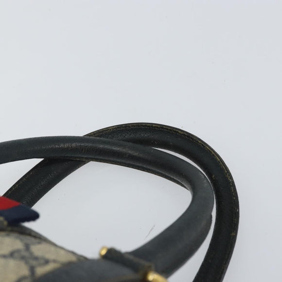 GUCCI GG Supreme Sherry Line Boston Bag PVC Navy Gold 116 02 006 Auth 163838