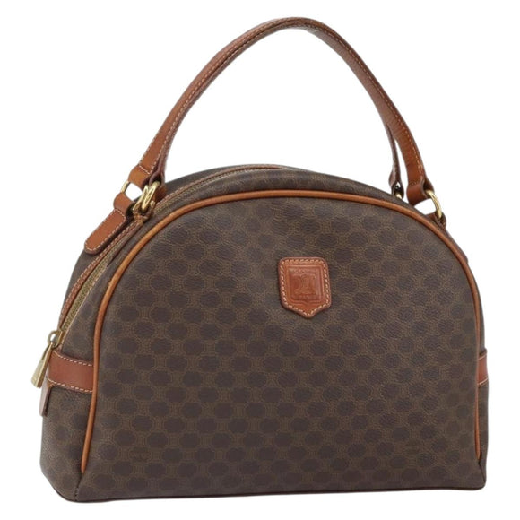 CELINE Macadam Canvas Hand Bag PVC Leather Brown Gold Auth 163842
