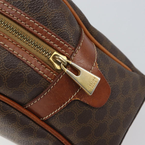 CELINE Macadam Canvas Hand Bag PVC Leather Brown Gold Auth 163842