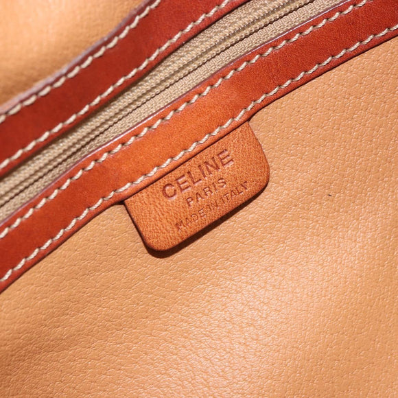 CELINE Macadam Canvas Hand Bag PVC Leather Brown Gold Auth 163842