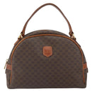 CELINE Macadam Canvas Hand Bag PVC Leather Brown Gold Auth 163842-2