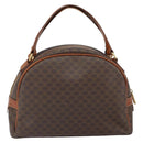 CELINE Macadam Canvas Hand Bag PVC Leather Brown Gold Auth 163842-3