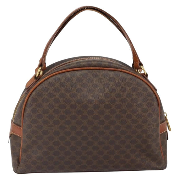 CELINE Macadam Canvas Hand Bag PVC Leather Brown Gold Auth 163842