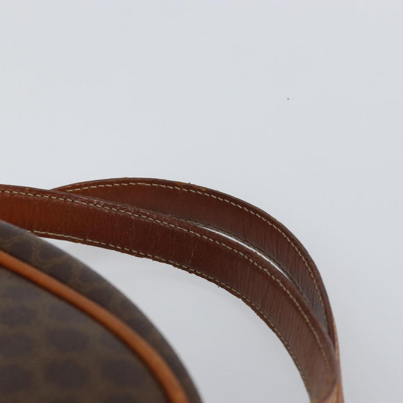 CELINE Macadam Canvas Hand Bag PVC Leather Brown Gold Auth 163842