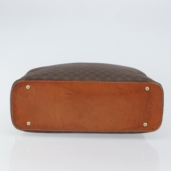 CELINE Macadam Canvas Hand Bag PVC Leather Brown Gold Auth 163842
