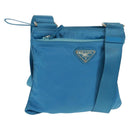 PRADA Shoulder Bag Nylon Blue Silver Auth 163845V-1