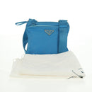 PRADA Shoulder Bag Nylon Blue Silver Auth 163845V-12