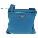PRADA Shoulder Bag Nylon Blue Silver Auth 163845V-13