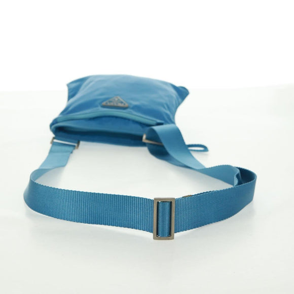 PRADA Shoulder Bag Nylon Blue Silver Auth 163845V
