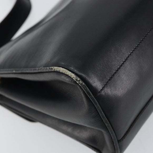 CELINE Horse Carriage Shoulder Bag Leather Black Gold Auth 163847