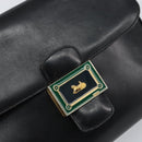 CELINE Horse Carriage Shoulder Bag Leather Black Gold Auth 163847-17