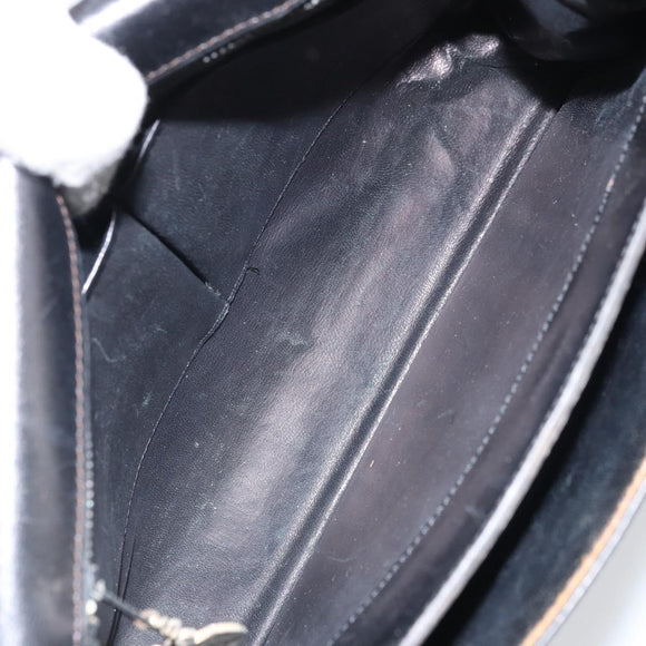 CELINE Horse Carriage Shoulder Bag Leather Black Gold Auth 163847