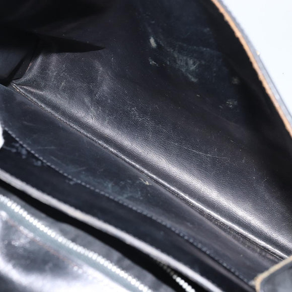 CELINE Horse Carriage Shoulder Bag Leather Black Gold Auth 163847