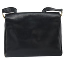 CELINE Horse Carriage Shoulder Bag Leather Black Gold Auth 163847-2