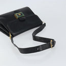 CELINE Horse Carriage Shoulder Bag Leather Black Gold Auth 163847-7