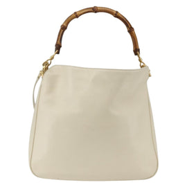 GUCCI Bamboo Hand Bag Leather 2way White Gold 001 0166 1638 Auth 163850 - 0