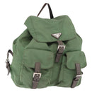 PRADA Backpack Nylon Green Silver Auth 163851-1