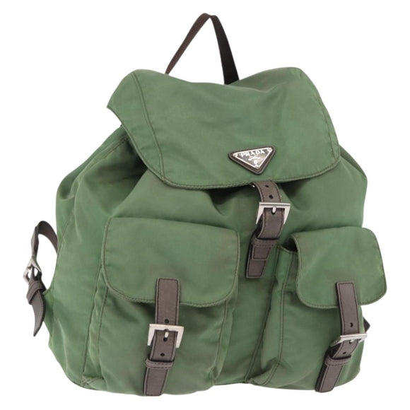 PRADA Backpack Nylon Green Silver Auth 163851