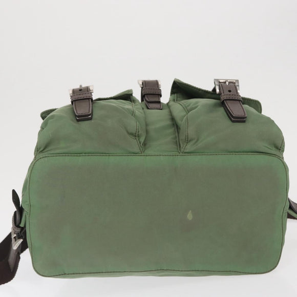 PRADA Backpack Nylon Green Silver Auth 163851