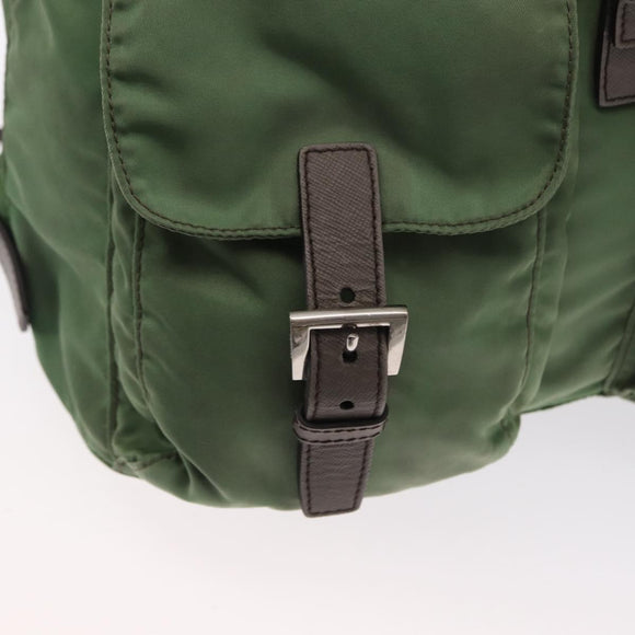 PRADA Backpack Nylon Green Silver Auth 163851