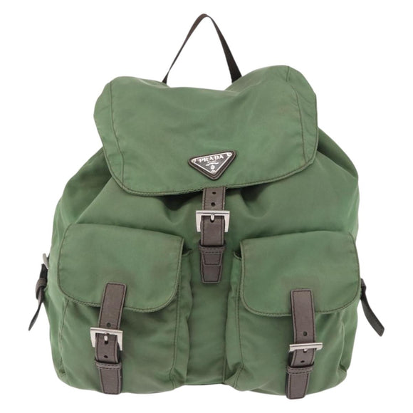 PRADA Backpack Nylon Green Silver Auth 163851