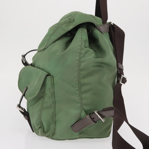 PRADA Backpack Nylon Green Silver Auth 163851