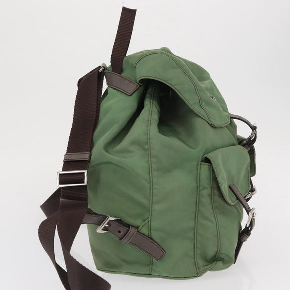 PRADA Backpack Nylon Green Silver Auth 163851