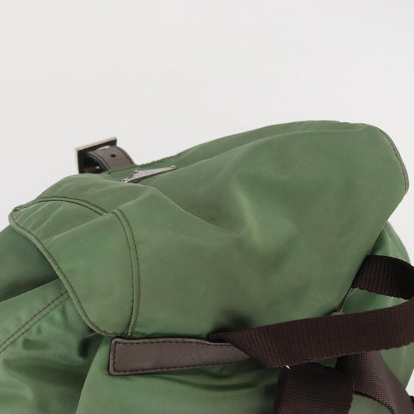PRADA Backpack Nylon Green Silver Auth 163851