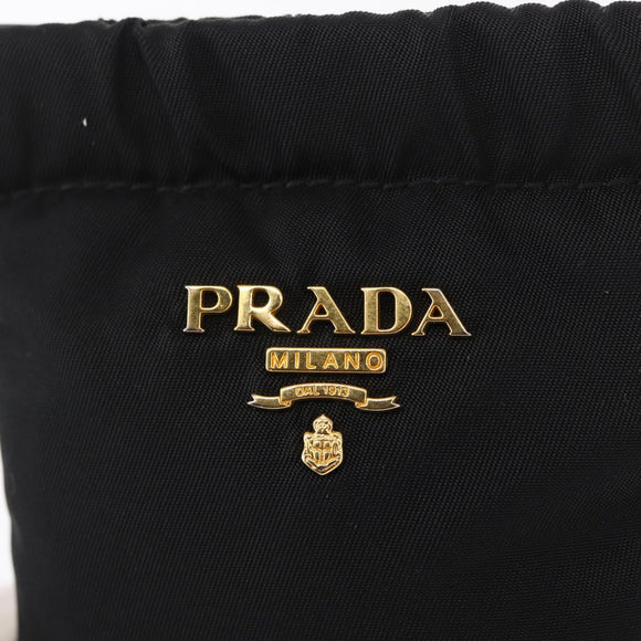 PRADA Pouch Nylon Black Gold Auth 163863
