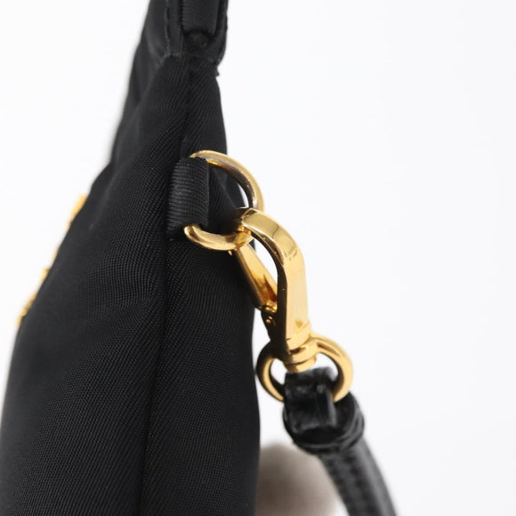 PRADA Pouch Nylon Black Gold Auth 163863