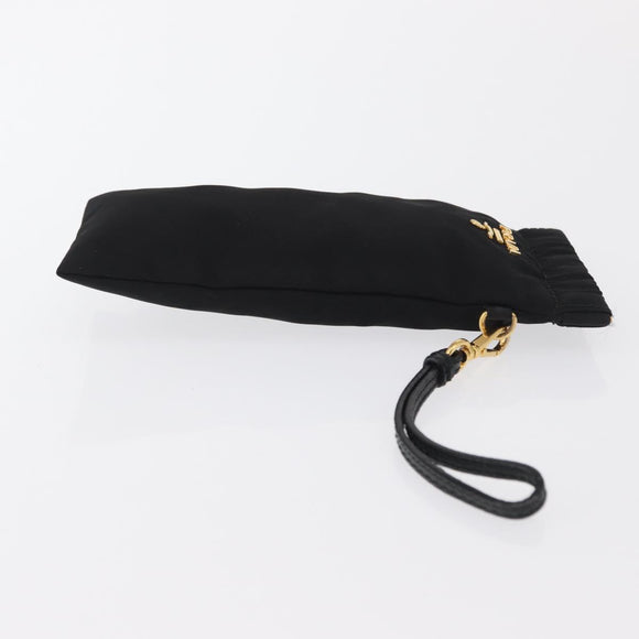 PRADA Pouch Nylon Black Gold Auth 163863