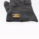 CHANEL COCO Mark Gloves Leather Black CC Auth 163864-16