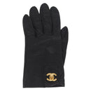 CHANEL COCO Mark Gloves Leather Black CC Auth 163864-2