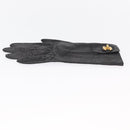 CHANEL COCO Mark Gloves Leather Black CC Auth 163864-5